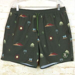 Roark Shorey Te Fenua Boardshorts Mens L Military Green 16 Tropical Island Print
